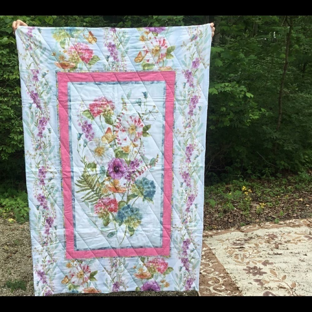 NWT Handcrafted Pastels Floral Quilt